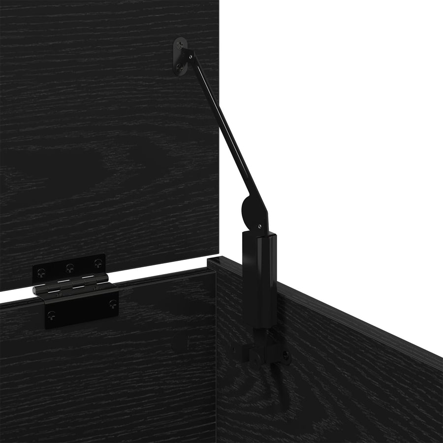 Opbergkist Zwart Eiken 84X42X46 Cm Bewerkt Hout