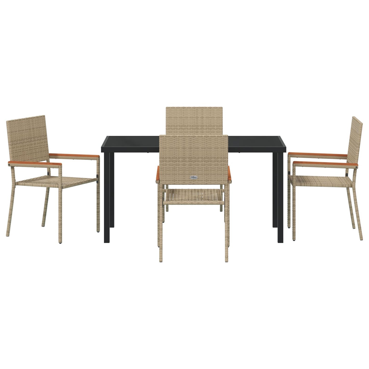 5-Delige Tuin Eetset Beige Poly Rattan