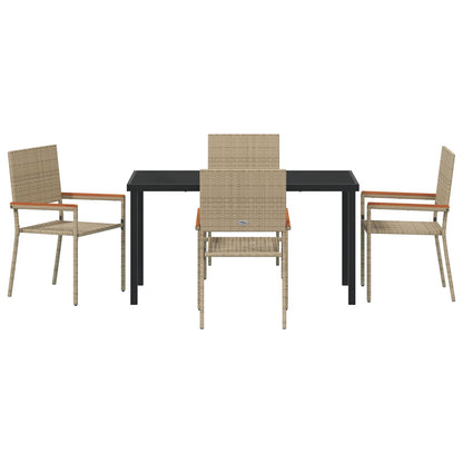 5-Delige Tuin Eetset Beige Poly Rattan