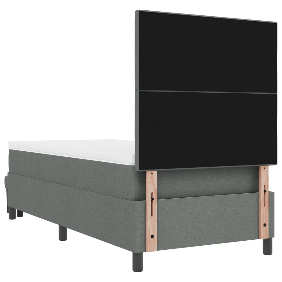 Boxspring Bed Met Matras & Bank Stof Donkergrijs 80 x 200 cm Knop gestikte