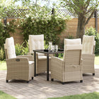 Tuinstoelenset 5-delig poly rattan beige