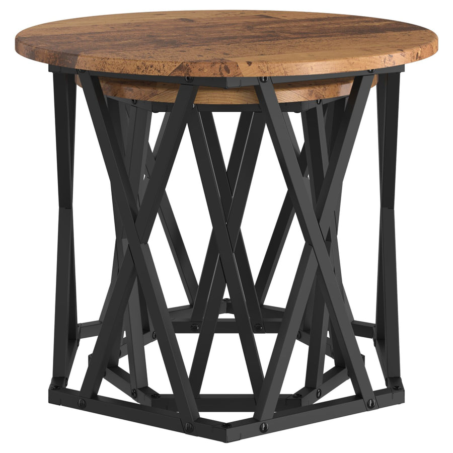 Nesting Bijzettafels 2 Stuks Oud Hout Gegoten Hout Gerecycled hout