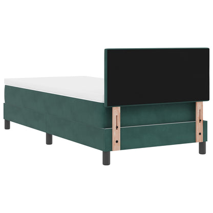 Boxspringbed Met Matras Donkergroen 100X200 Cm Fluweel Blauw