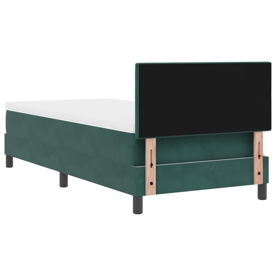 Boxspringbed Met Matras Donkergroen 100X200 Cm Fluweel Blauw