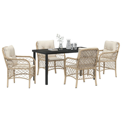 5-Delige Tuin Eethoek Met Kussens Beige Poly Rattan