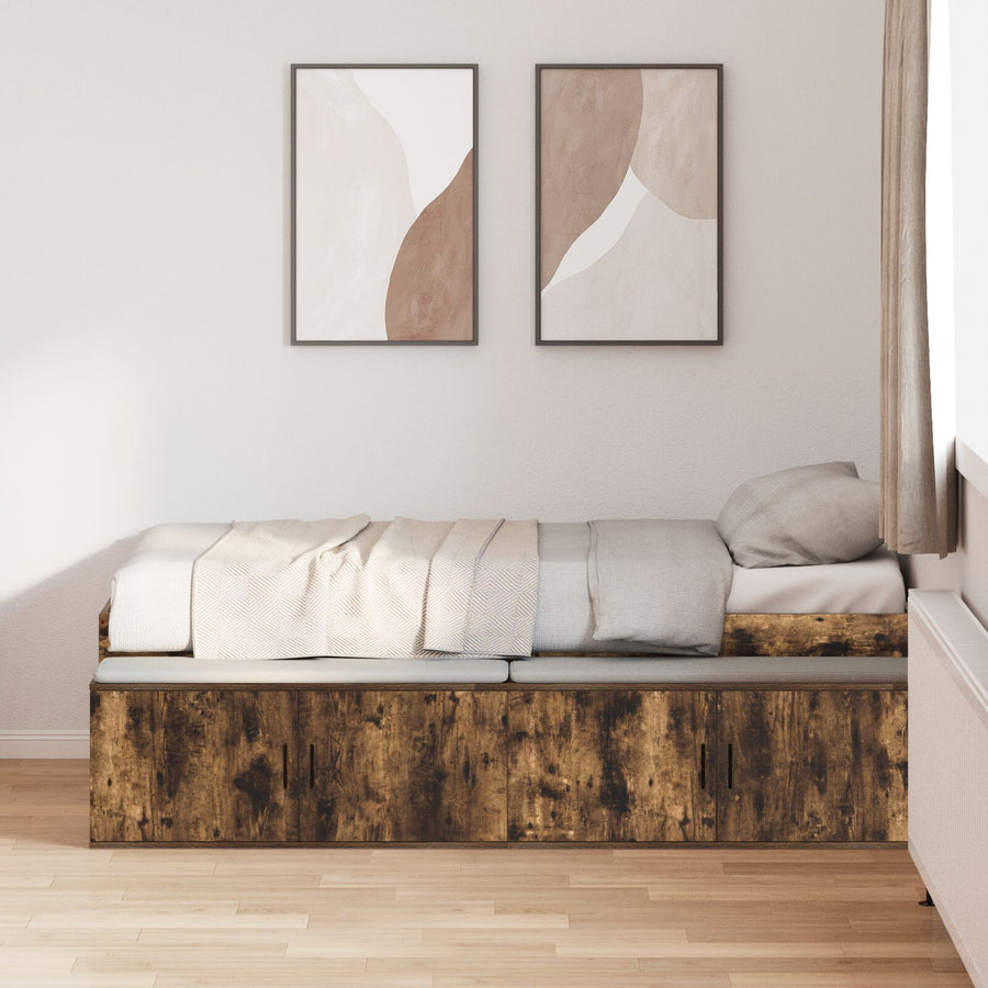 Opslagbed Gerookt Eiken 90X200 Cm