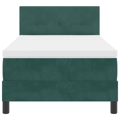 Boxspringbed Met Matras Donkergroen 100X200 Cm Fluweel Blauw