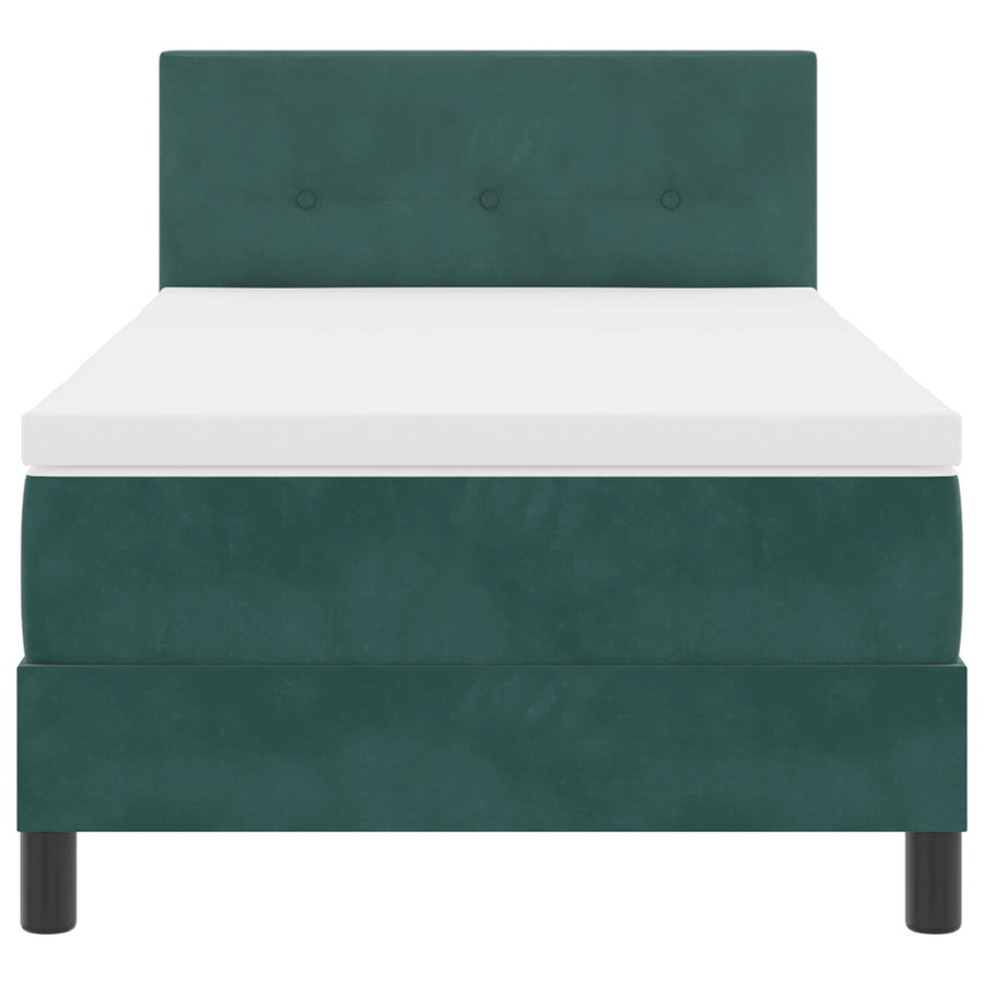 Boxspringbed Met Matras Donkergroen 100X200 Cm Fluweel Blauw