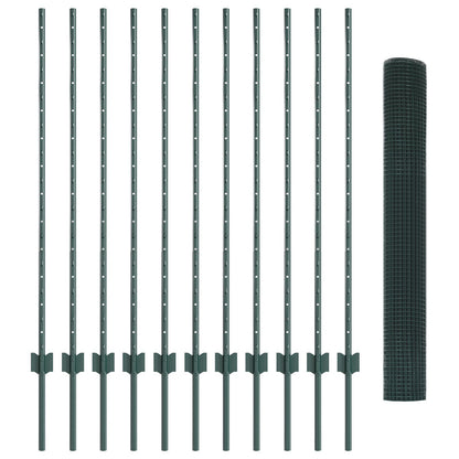 Gezweven Draadhek Met 11 U Palen Groen 1.2X25 M Staal
