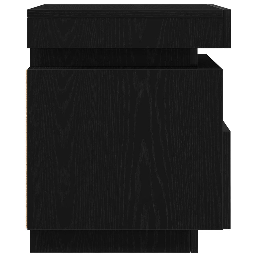 Nachtkastje Met Led-Verlichting 2 Stuks Zwart Eiken 40X39X48,5 Cm