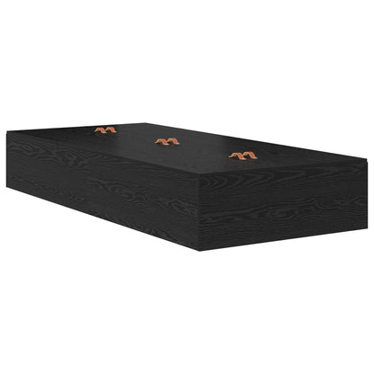 Opbergbedframe Zwart Eiken Bewerkt Hout 236,5 X 90 X 31,5 Cm Artisanaal Eiken