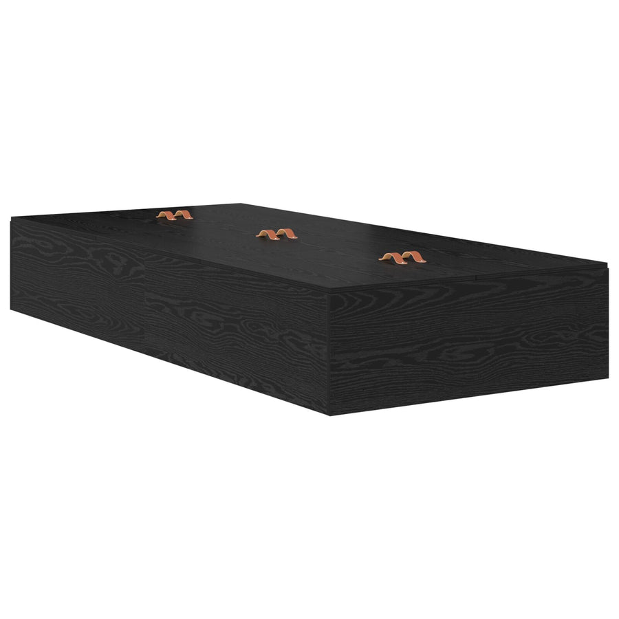 Opbergbedframe Zwart Eiken Bewerkt Hout 236,5 X 90 X 31,5 Cm Artisanaal Eiken