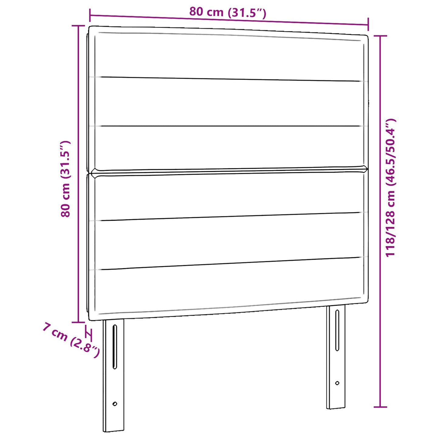 Hoofdbord Stof Hoofdbord Rechthoekig Modern Zwart 80 cm Hoog hoofdbord