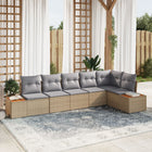 Loungeset 6 personen poly rotan beige