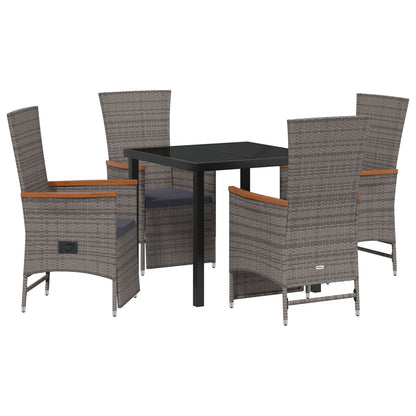 5-Delige Tuinset Met Kussens Grijs Poly Rattan