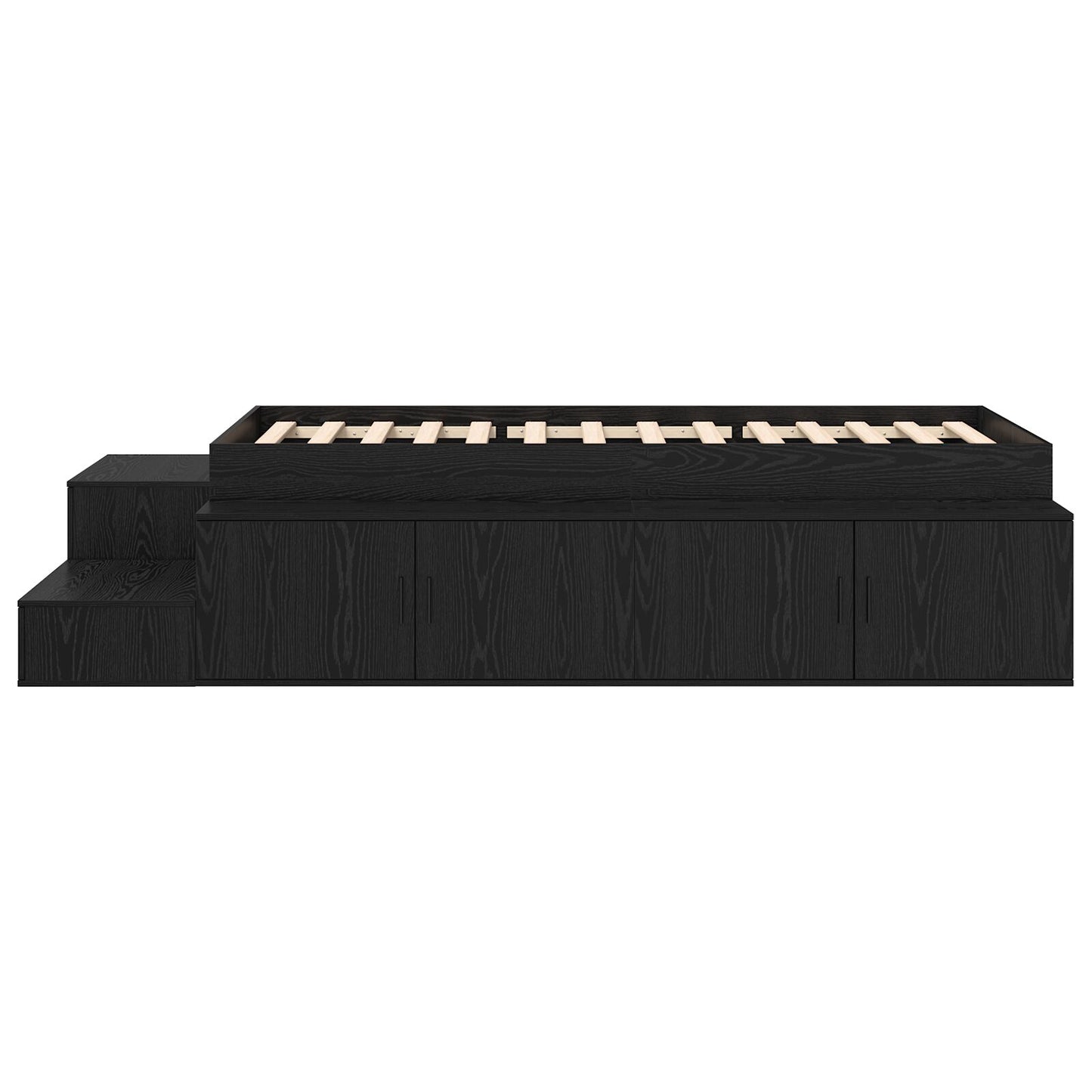 Opslag Bed Zwart Eiken Geengineerd Hout, Zwart Eikenfineer Artisanaal Eiken