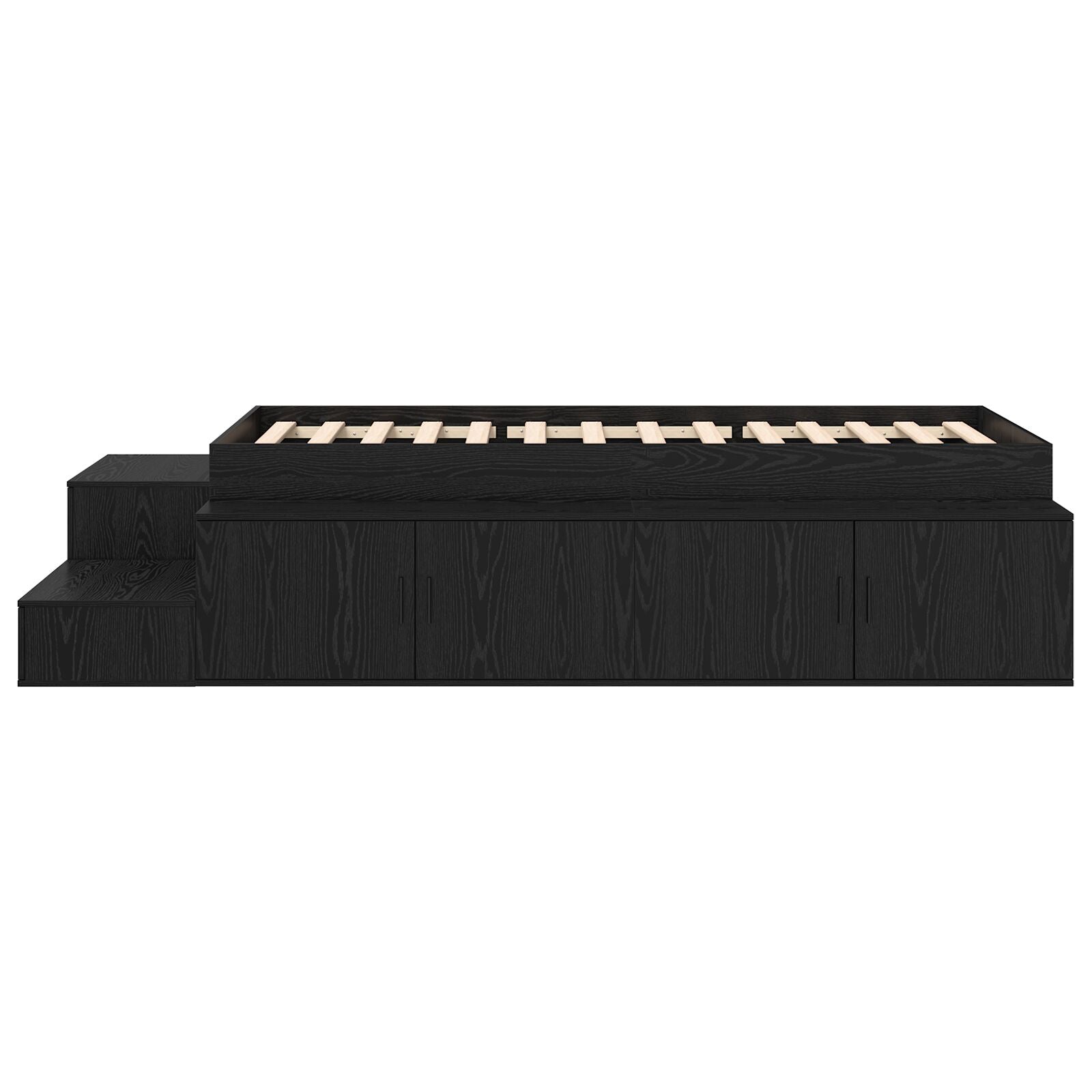 Opslag Bed Zwart Eiken Geengineerd Hout, Zwart Eikenfineer Artisanaal Eiken