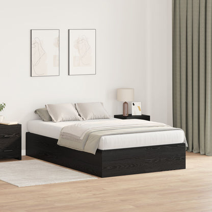 Bed Met Opslag Hout Standaard Tweepersoons Zwart Eiken 120 x 190 cm