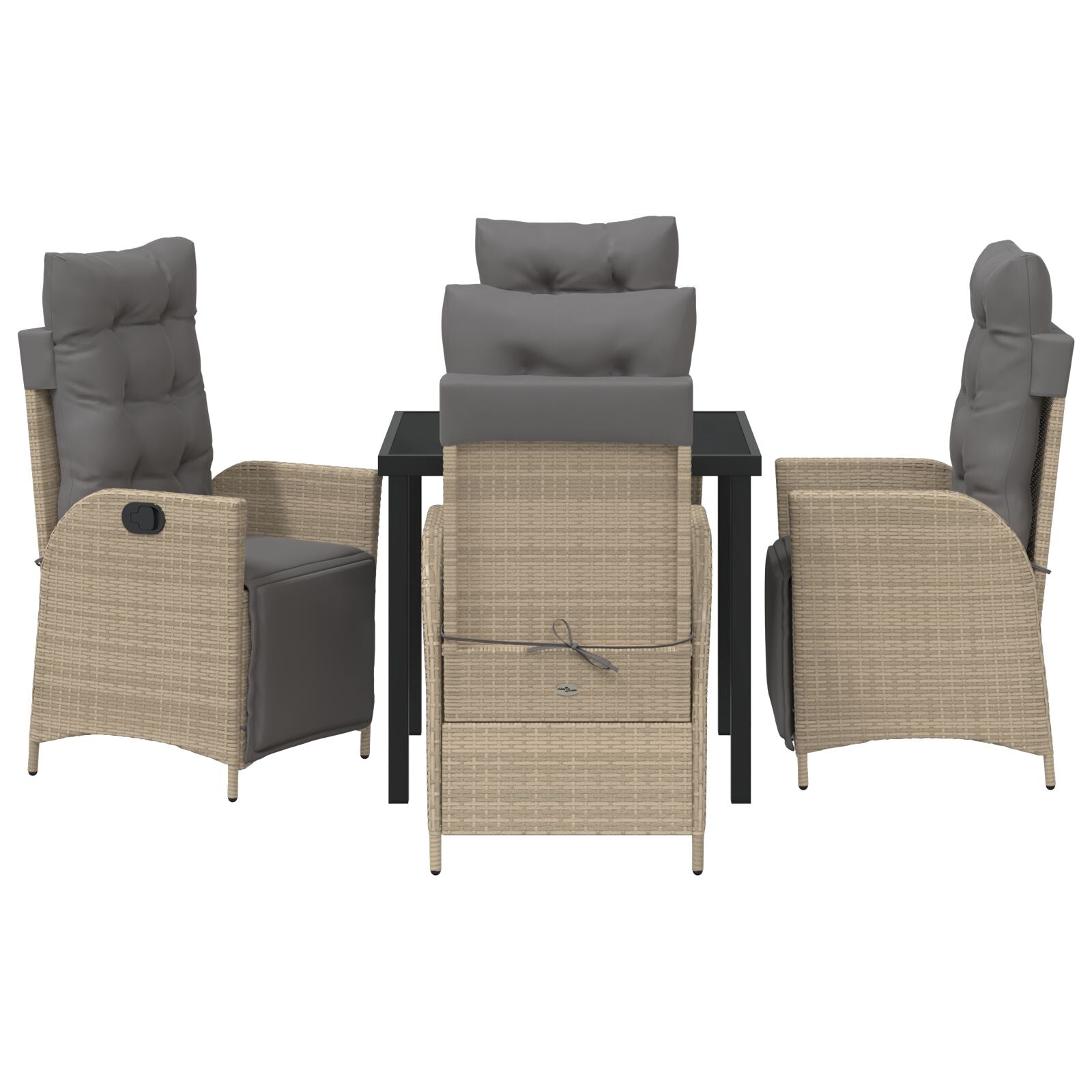 5-Delig Tuin Eetset Beige Poly Rattan