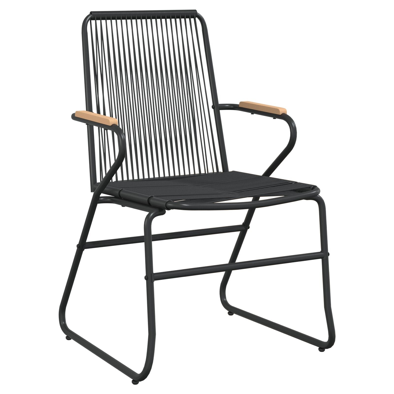 5-Delige Tuin Eetset Zwart Pvc Rotan