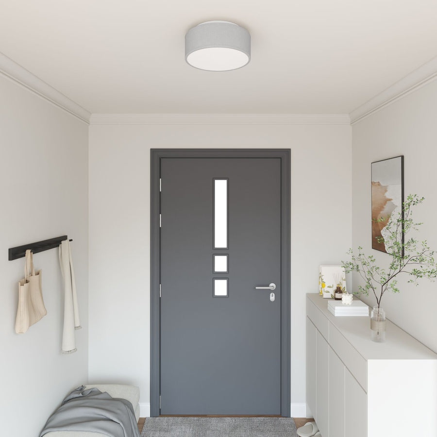 Plafondlampen Inbouw Ø 30 Cm Stof E27 Ø30 x 13.5 cm Grijs zonder sterrenlampenkap