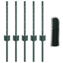 Hekpalen 5 St U-Channel Groen 40 Cm Staal,  Hexagon Hek Groen 0,4X10 M Staal