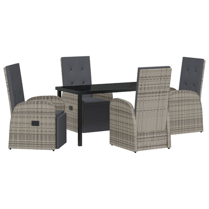 5-Delige Tuin Eetset Met Kussens Grijs Poly Rattan