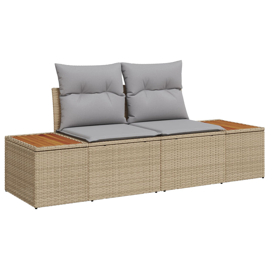 6 Delige Tuin Sofa Set Met Kussens Beige Poly Rattan