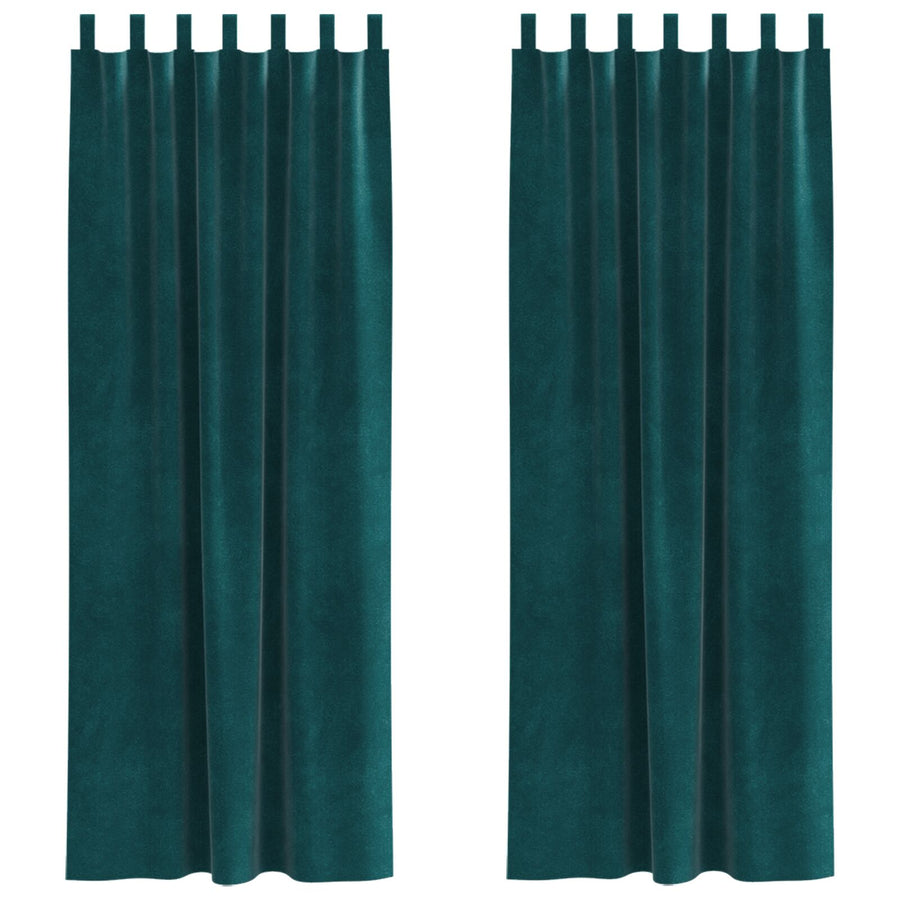 Blackout Gordijnen Met Hanglussen 2 Stuks Velvet Donkergroen 140 x 225 cm met ophanglussen