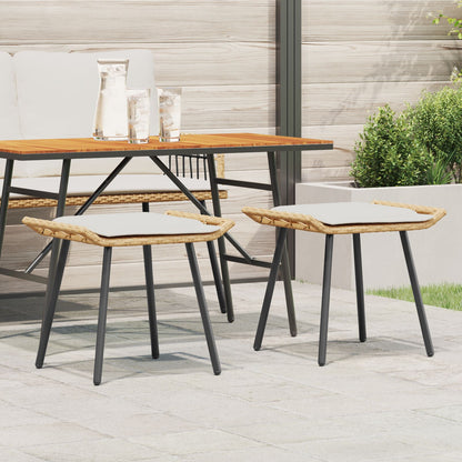 Tuin Krukken 2 Stuks 50X40X45 Cm Poly Rattan Natuurlijk en Crème Wit