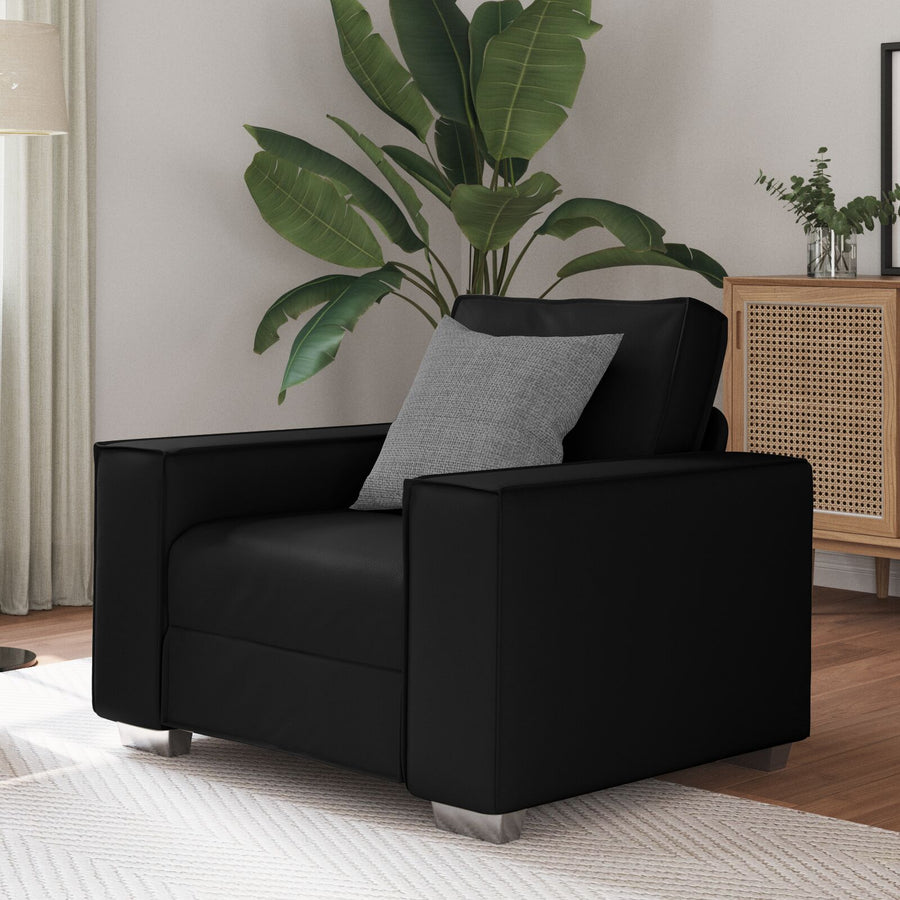 E Faux Leren Fauteuil - Zwart 59 cm