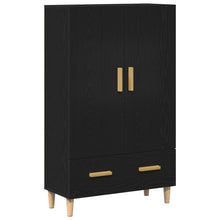 Highboard In Zwart Eiken, 70X31X115 Cm, Gemaakt Van Bewerkt Hout