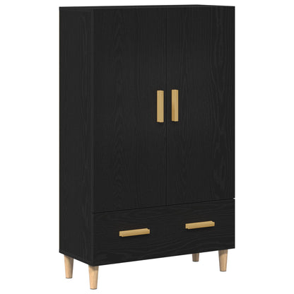 Highboard In Zwart Eiken, 70X31X115 Cm, Gemaakt Van Bewerkt Hout