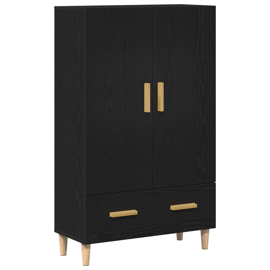 Highboard In Zwart Eiken, 70X31X115 Cm, Gemaakt Van Bewerkt Hout