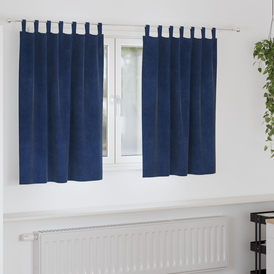 Blackout Gordijnen 2 Stuks Fluweel Donkerblauw 140 x 140 cm met ophanglussen