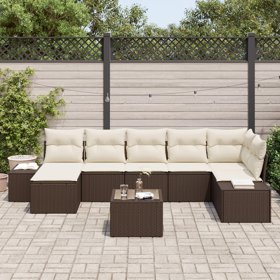7-Delige Tuinbank Met Kussens Grijze Poly Rattan