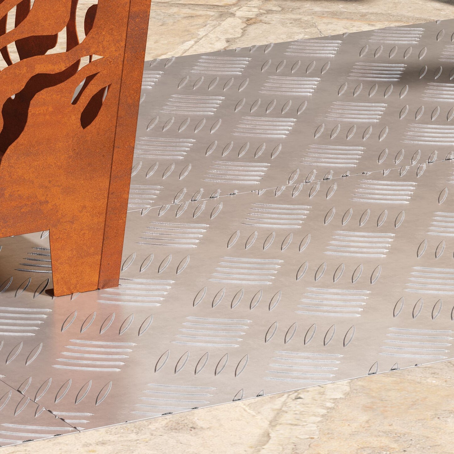 Aluminium Antislip Platen 4 Stuks 90X40 Cm 90 x 40 x 0.2 cm Rechthoekig