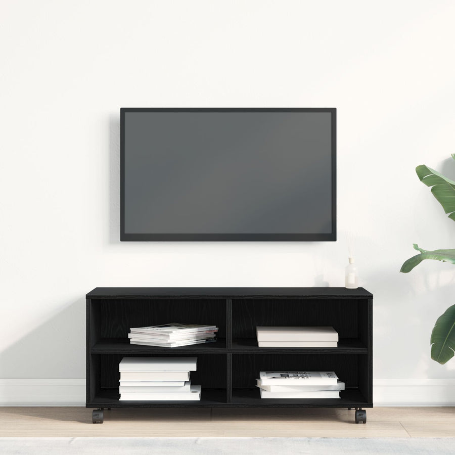 Tv Kast Zwart 90X35X35 Cm Geengineerd Hout Zwart eiken
