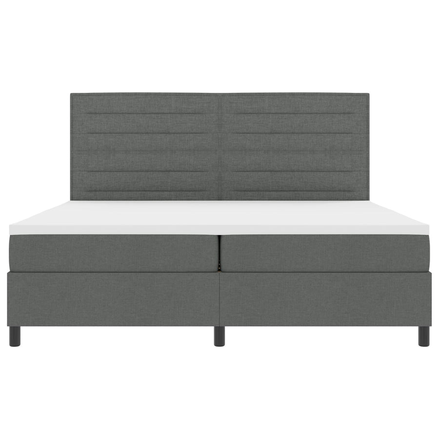 Boxspring Bed Met Matras Donkergrijs 200X200 Cm Stof Lichtgrijs