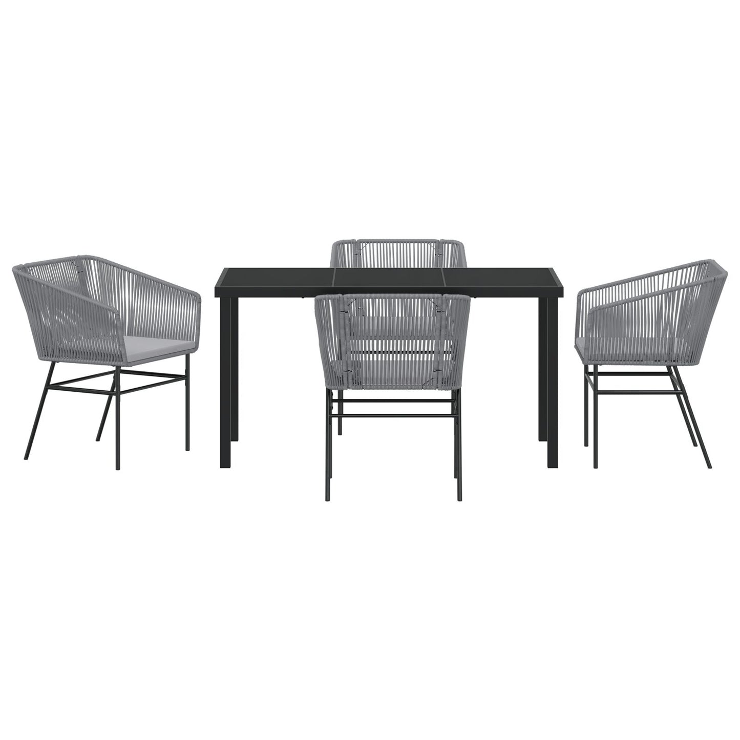 5-Delige Tuinset Met Kussens Grijs Poly Rattan