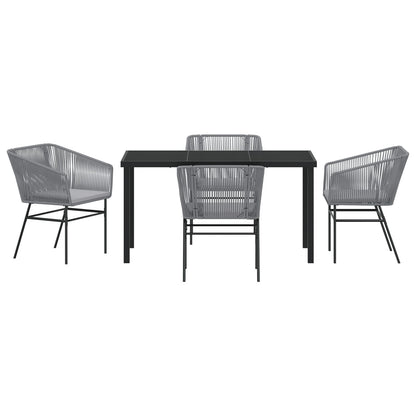 5-Delige Tuinset Met Kussens Grijs Poly Rattan