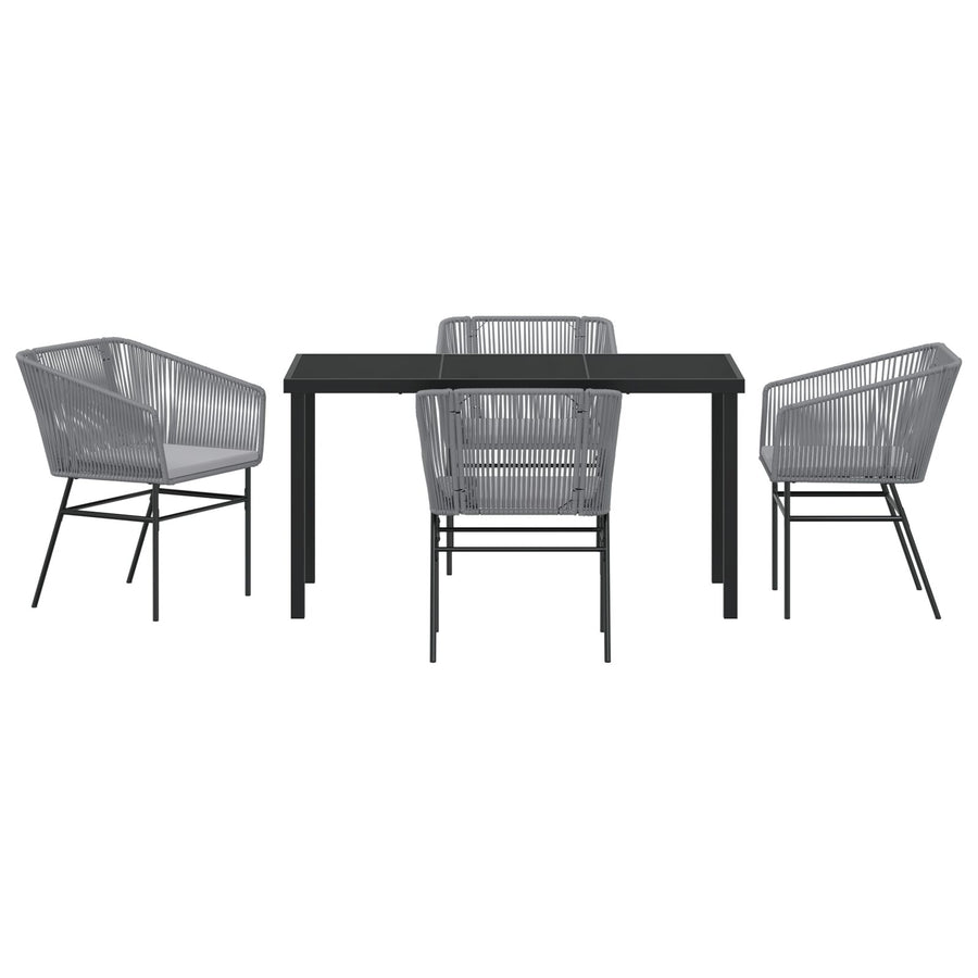 5-Delige Tuinset Met Kussens Grijs Poly Rattan