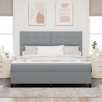 Boxspringbed Met Matras Lichte Grijs Super King Stof Lichtgrijs 180 x 200 cm Knop-geknopt