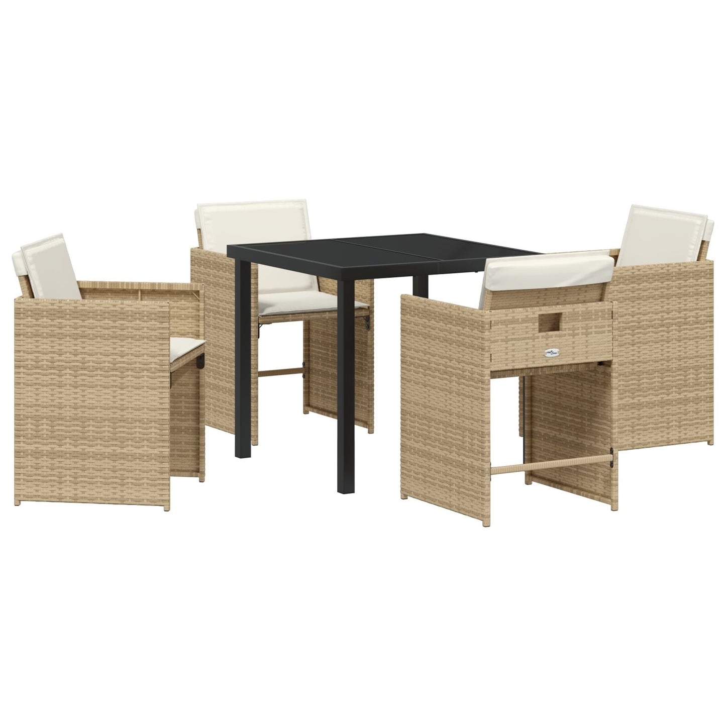 5-Delige Tuinset Met Kussens Beige Poly Riet