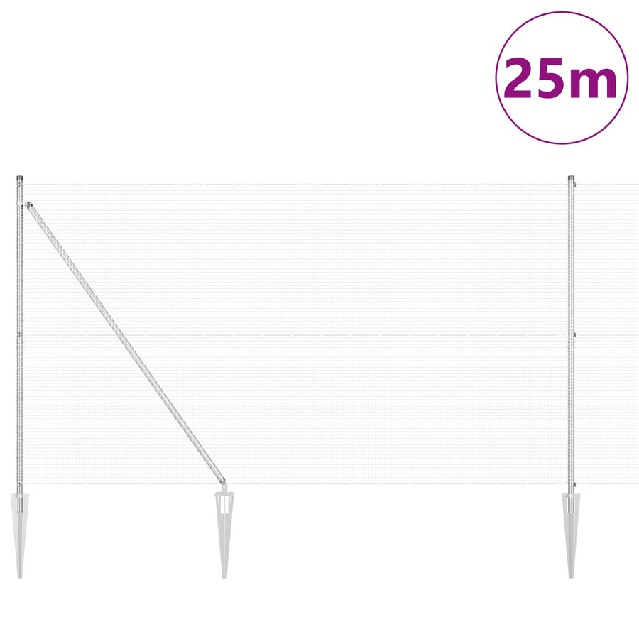 Gelast Gaas Hek Met 13 Spike Posts 1.5X25 M Gegalvaniseerd Staal Gegalvaniseerd Staal