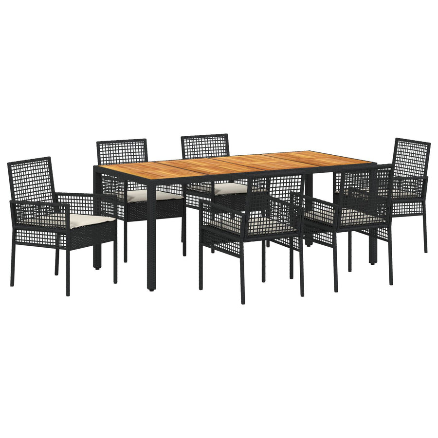 Eetset Set Van 4 Zwart En Crèmekleurig Rattan En Staal
