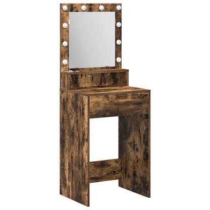 Kaptafel Met Led-Verlichting - - Gerookt eiken 50 x 41 x 135 cm