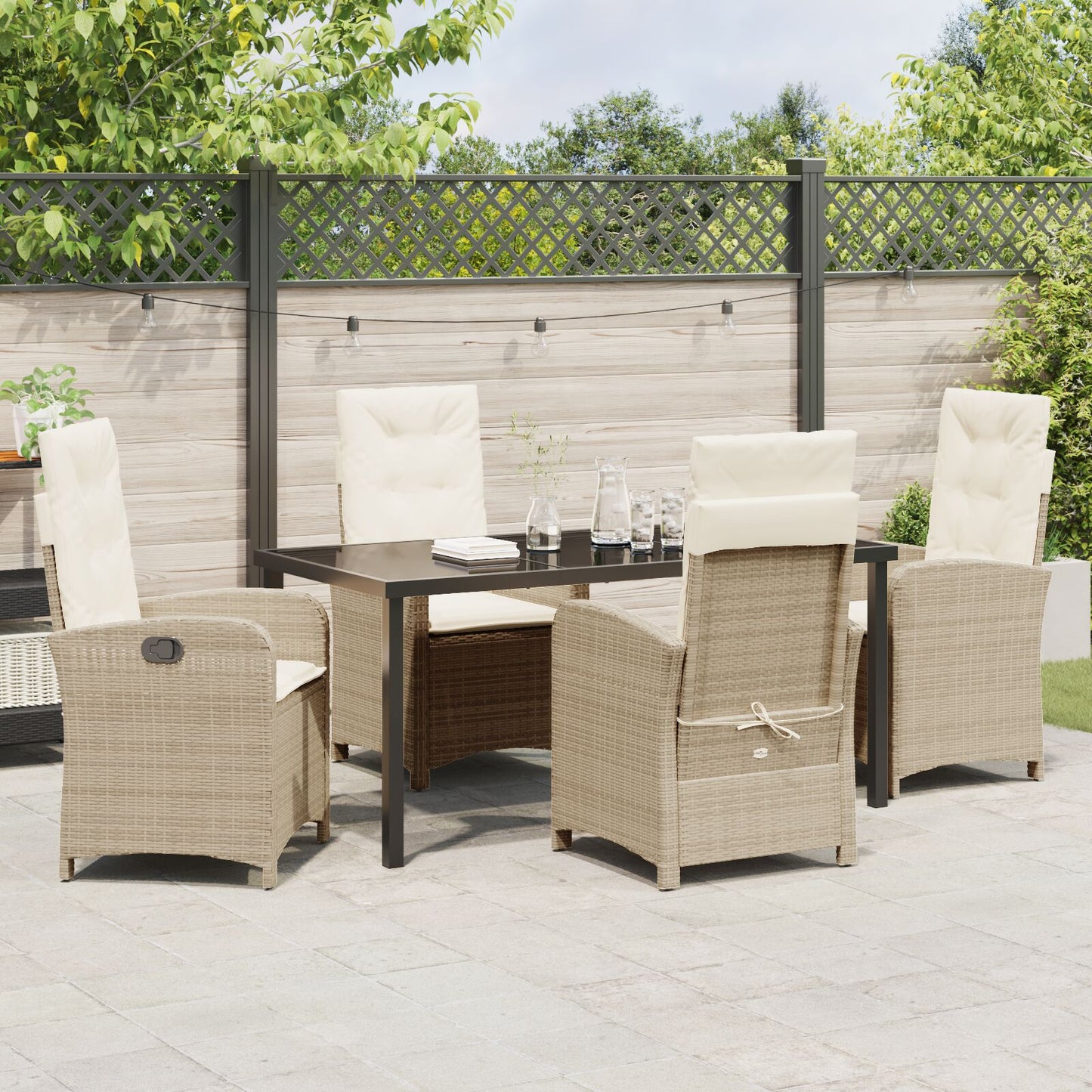 5-Delige Tuinset Met Kussens In Beige Poly Rattan