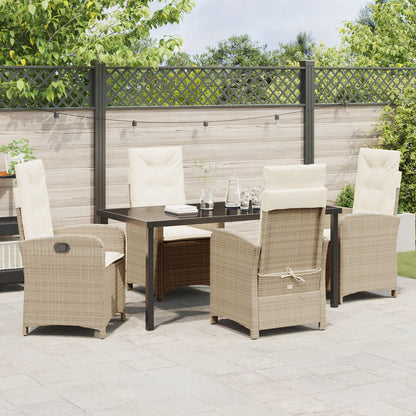 5-Delige Tuinset Met Kussens In Beige Poly Rattan
