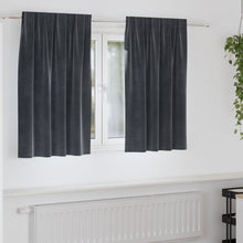 Zwarte Uitvouwgordijnen Met Toplint 2 Stuks Velvet Donkergrijs 140 x 140 cm met ingenaaide tape
